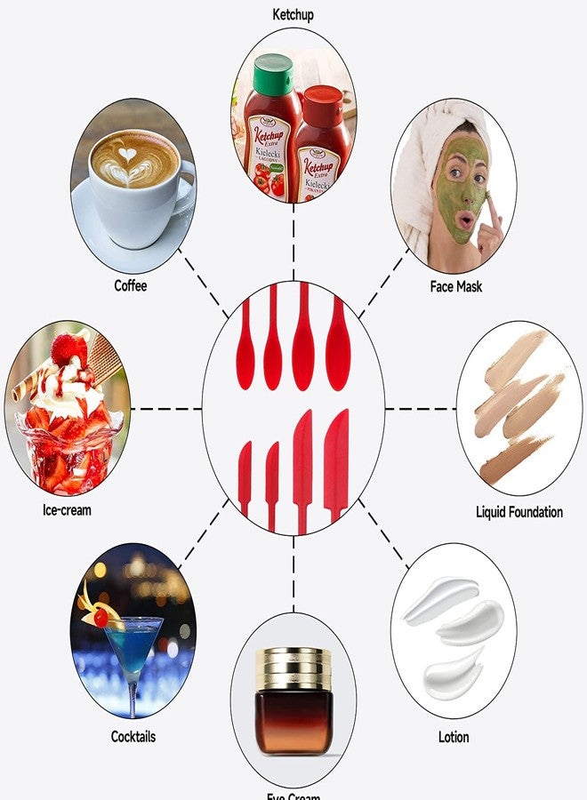 TGOPIT مجموعة ملاعق سيليكون مزدوجة الرأس من TGOPIT، مكشطة صغيرة للبرطمانات، ملعقة سيليكون صغيرة للمكياج، ملعقة صغيرة لتقليب اللوشن، استخراج آخر قطرة من زجاجات الطعام ومنتجات التجميل، 3 قطع (أحمر) - Image 4